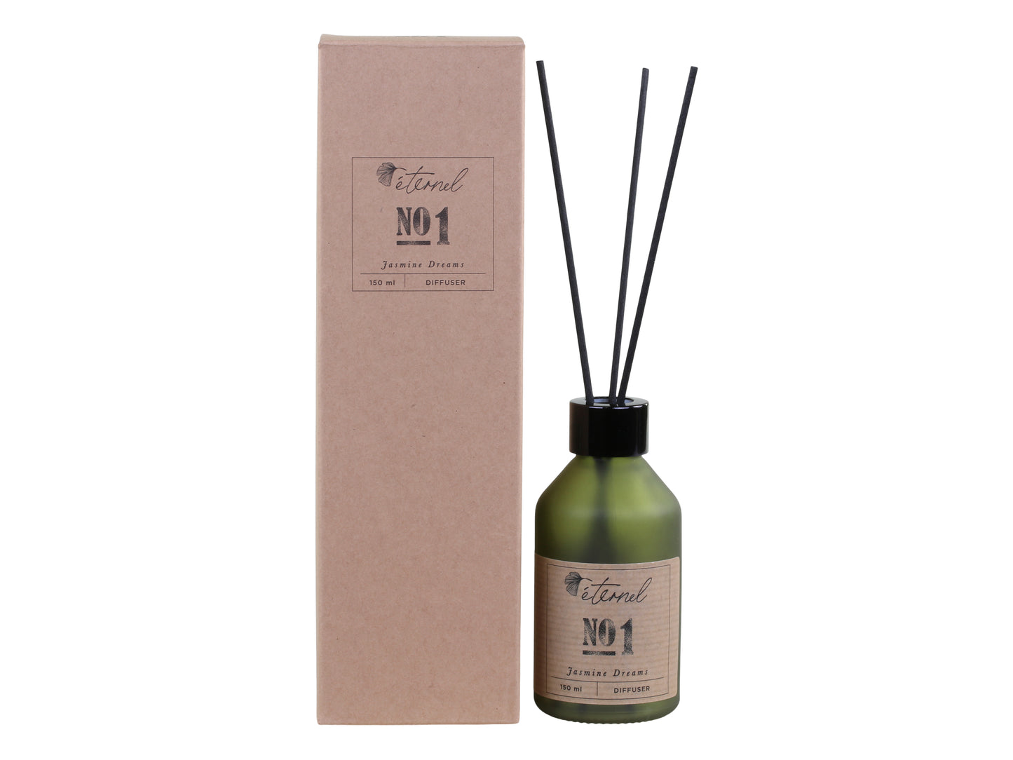 Éternel Duft Diffuser m. 8 sticks No. 4, 150 ml White Tea, findes også i duften Jasmine Dreams - vegansk