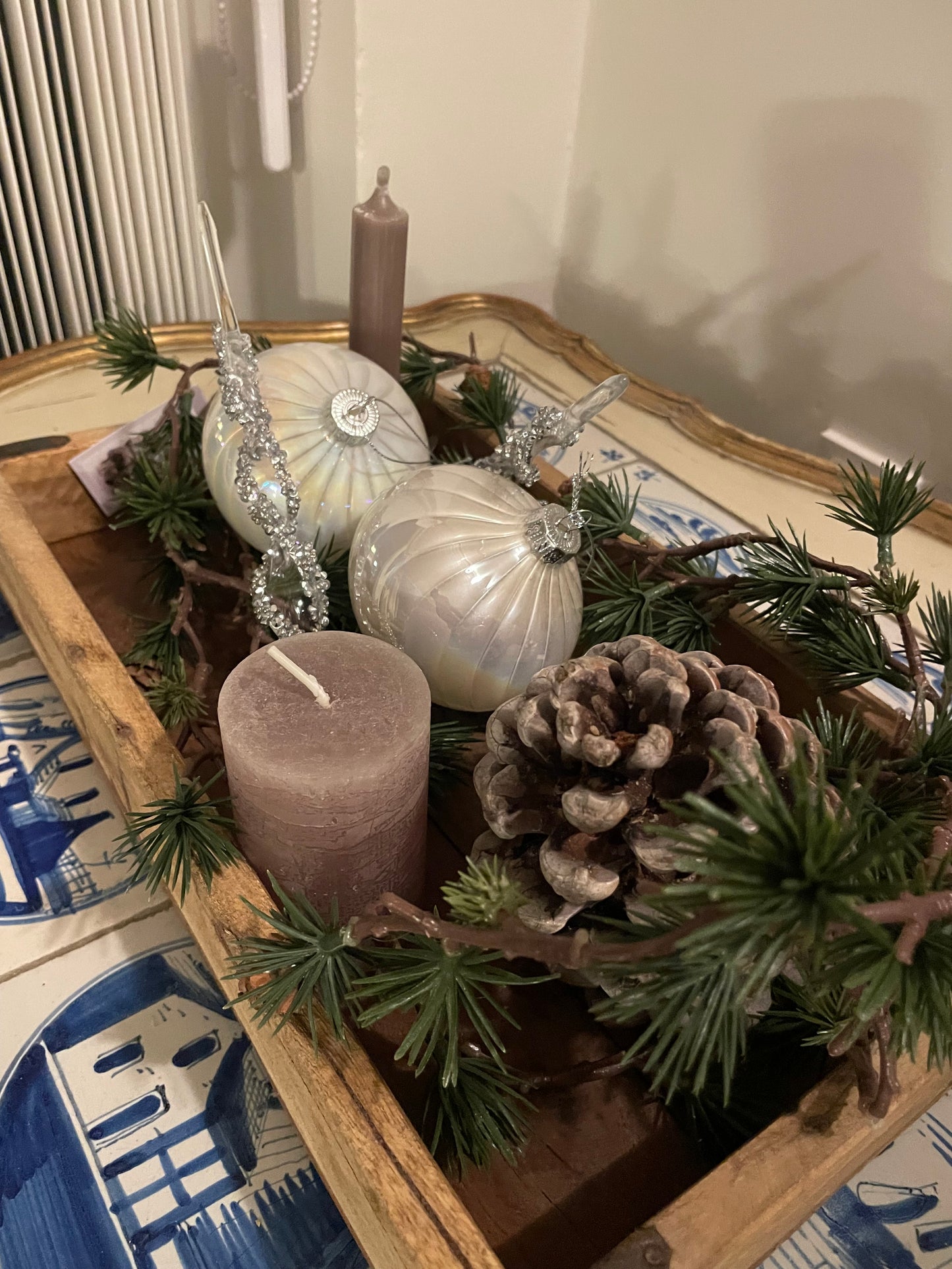 Julekugle glas - perlemorslook