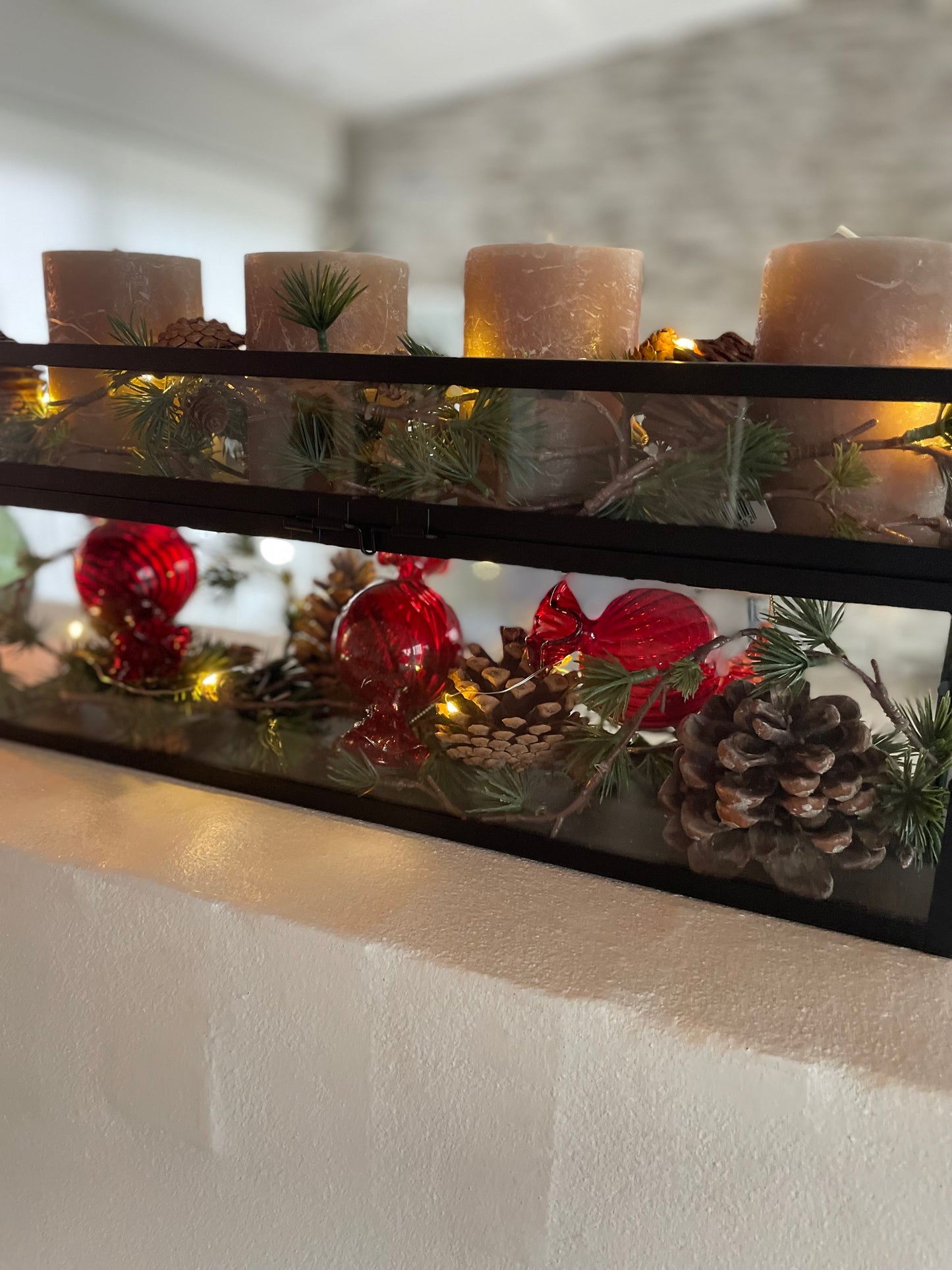 Julekugle i glas - rød bonbon