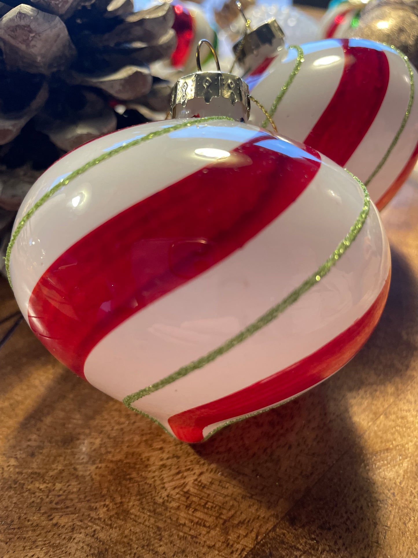 Julekugle glas - striber