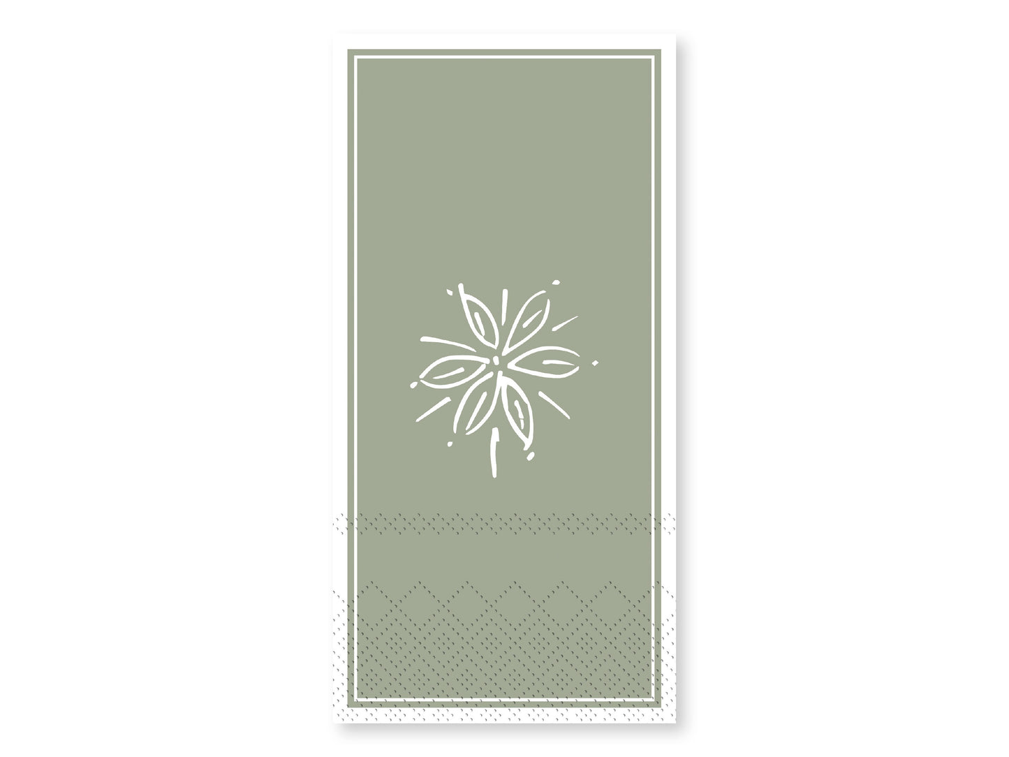 Serviet med blomst. L20/B10 cm verte (støvet grøn)