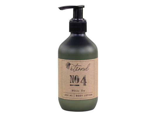 Éternel Body Lotion No. 4, 250 ml White Tea, findes også i duften Lemongrass og Jasmine Dreams - vegansk