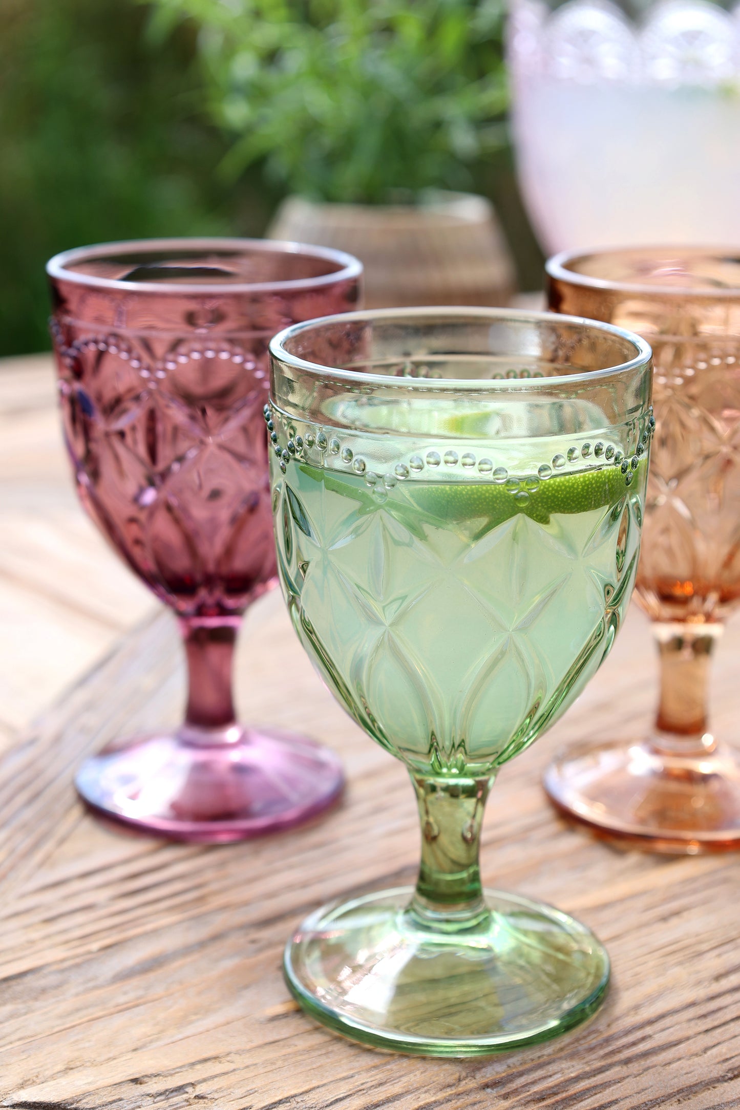 Saint-Émilion Vinglas m. mønster H16/Ø7,5 cm assorterede farver i designet "Kalejdoskop". Prisen er for 6 glas