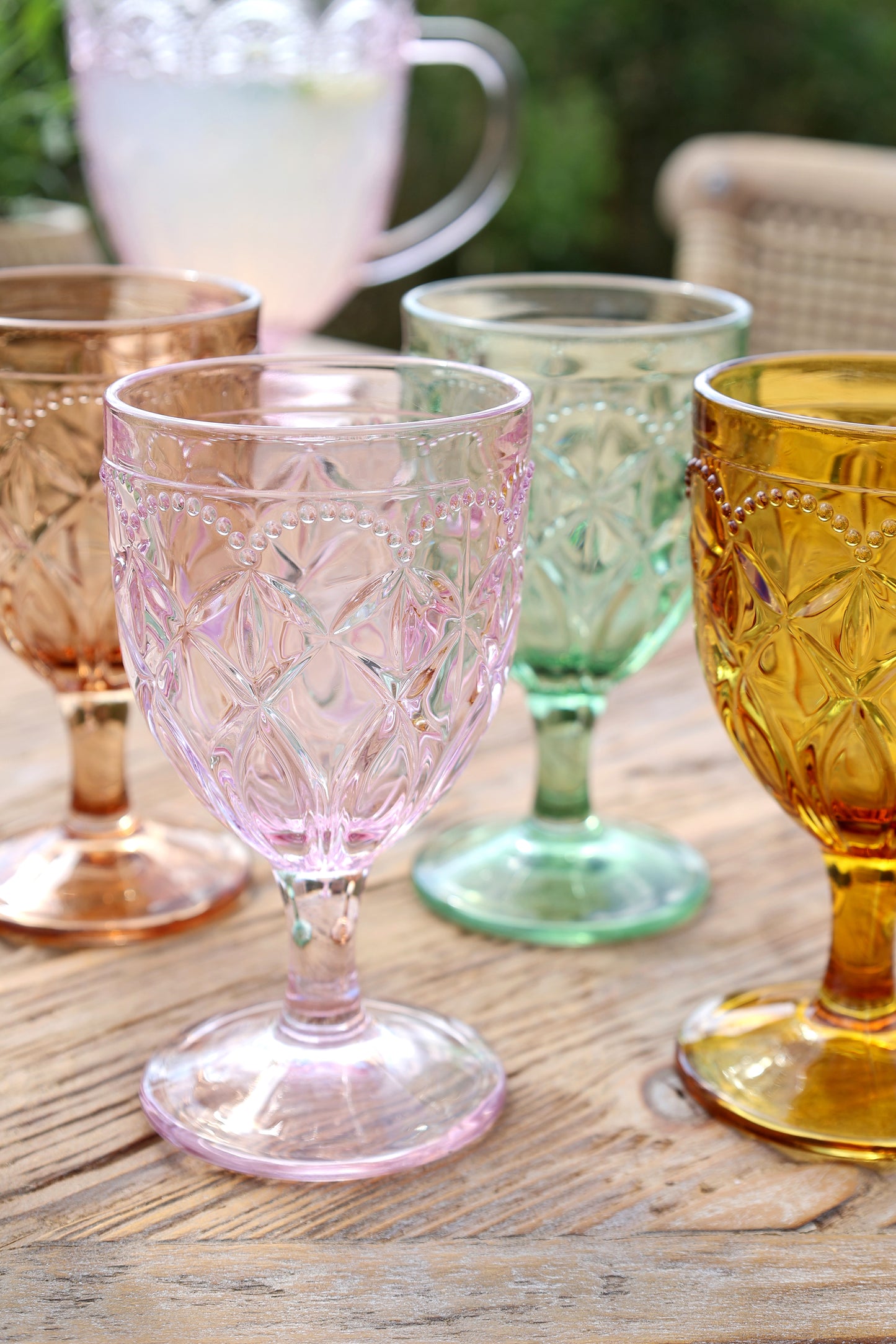 Saint-Émilion Vinglas m. mønster H16/Ø7,5 cm assorterede farver i designet "Kalejdoskop". Prisen er for 6 glas